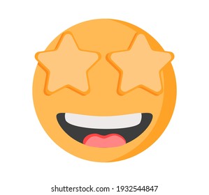 Star Struck Eyes Emoji Vector Art Illustration Design. Emoticon Expression Graphic Round. Avatar Kawaii Style.