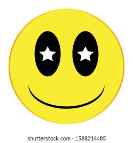 A star struck smile face button isolated on a white background