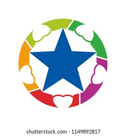 star and student with graduation hat. vector logo.