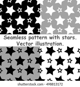 Star style seamless pattern illustration. Vector set