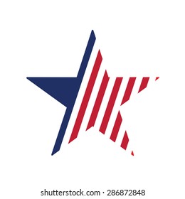 Star Stylized In American Flag Isolated Icon Vector Illustration