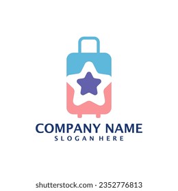 Star Suitcase logo design vector. Suitcase logo design template concept