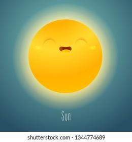 Star Sun in the background of space. Cute funny character