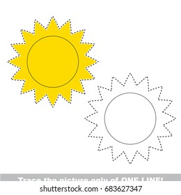 Star Sun to be traced only of one line, the tracing educational game to preschool kids with easy game level, the colorful and colorless version.