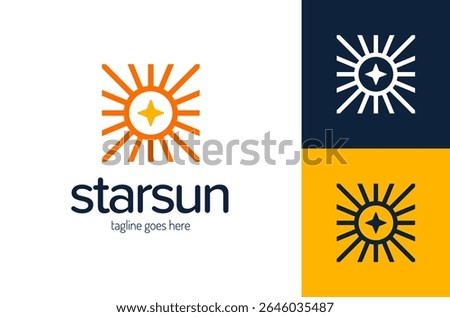 Star sun creative vector logo. AI tech sun flare light hipster vintage logo vector icon illustration.