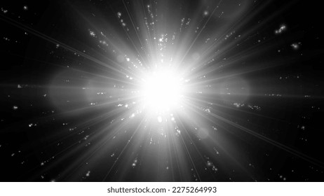 Star or sun. Explosion effect. Vector light effect. Black and white background