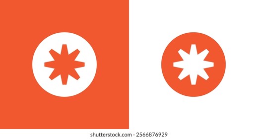 Star or sun or solar logo design in a modern style. Vector illustration. Orange color.