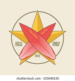 Star of the surf illustration typography. Vector graphics of t-shirts.