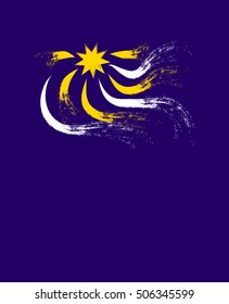 Star with swirling rays of light drawn in paint brush style