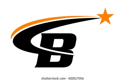 Star Swoosh Letter B