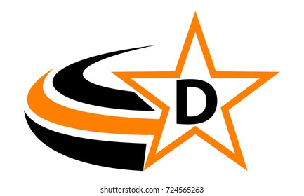 Star Swoosh Letter D