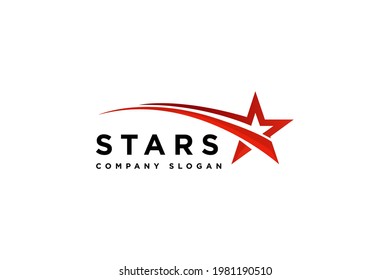 Star with swoosh logo design vector illustration. Star with swoosh logo suitable for start up and technology company.