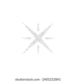 The star symbol filled with black dots. Pointillism style. Vector illustration on white background