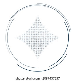 The star symbol filled with dark blue dots. Pointillism style. Vector illustration on white background