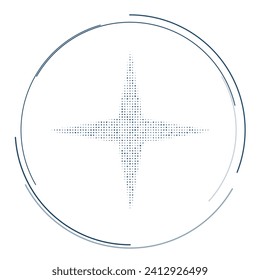 El símbolo de la estrella está lleno de puntos de color azul oscuro. Estilo de puntillismo. Ilustración del vector sobre fondo blanco
