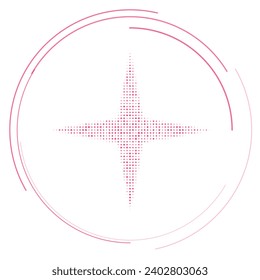 The star symbol filled with pink dots. Pointillism style. Vector illustration on white background