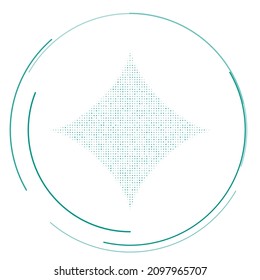 The star symbol filled with teal dots. Pointillism style. Vector illustration on white background