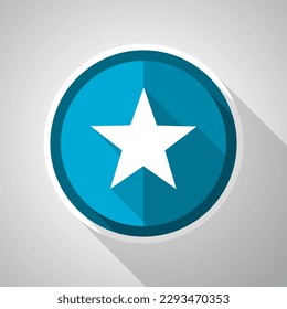 Símbolo de estrella, icono azul vectorial de diseño plano con sombra larga