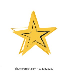 Star symbol of greatness emblem closeup. Celestial body fixed luminous point in night sky. Best award line art style isolated on vector illustration