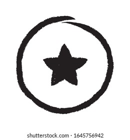 star symbol. Hand drawn and brush style in black and white. vector illustration for web site or mobile app