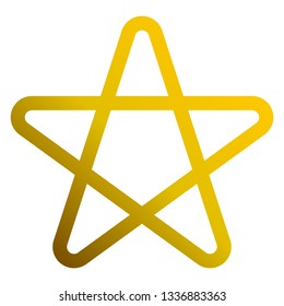 Star symbol icon - golden gradient outline, 5 pointed rounded, isolated - vector illustration