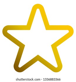 Star symbol icon - golden gradient outline, 5 pointed rounded, isolated - vector illustration