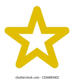 Star symbol icon - golden simple hollow, 5 pointed rounded, isolated - vector illustration