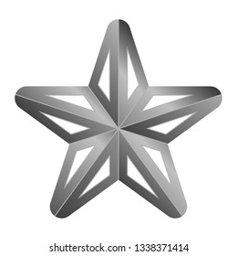 Star symbol icon - gray gradient 3d, 5 pointed rounded, isolated - vector illustration