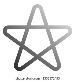 Star symbol icon - gray gradient outline, 5 pointed rounded, isolated - vector illustration