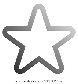 Star symbol icon - gray gradient outline, 5 pointed rounded, isolated - vector illustration