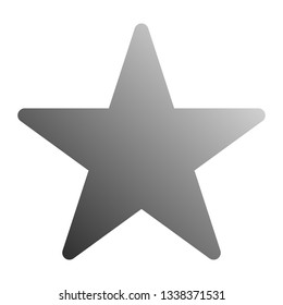 Star symbol icon - gray gradient, 5 pointed rounded, isolated - vector illustration