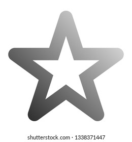 Star symbol icon - gray hollow gradient, 5 pointed rounded, isolated - vector illustration