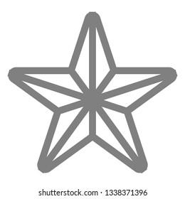 Star symbol icon - gray simple outline, 5 pointed rounded, isolated - vector illustration