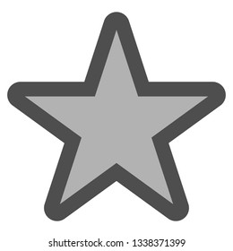 Star symbol icon - gray simple with outline, 5 pointed rounded, isolated - vector illustration