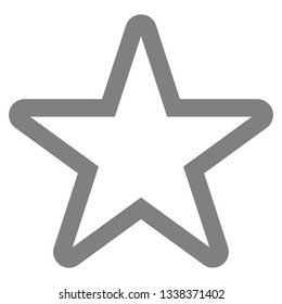 Star symbol icon - gray simple outline, 5 pointed rounded, isolated - vector illustration