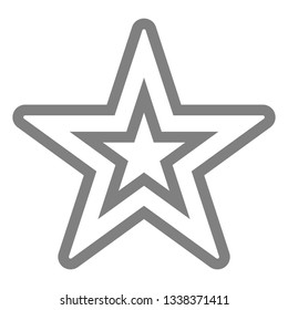 Star symbol icon - gray simple hollow outline, 5 pointed rounded, isolated - vector illustration