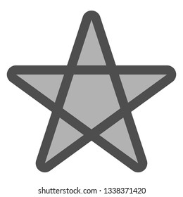 Star symbol icon - gray simple with outline, 5 pointed rounded, isolated - vector illustration