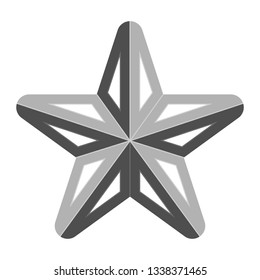 Star symbol icon - gray simple 3d, 5 pointed rounded, isolated - vector illustration