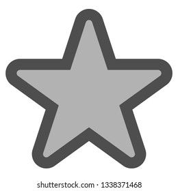 Star symbol icon - gray simple with outline, 5 pointed rounded, isolated - vector illustration