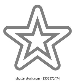 Star symbol icon - gray simple hollow outline, 5 pointed rounded, isolated - vector illustration