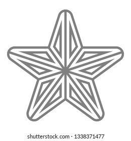 Star symbol icon - gray simple outline, 5 pointed rounded, isolated - vector illustration