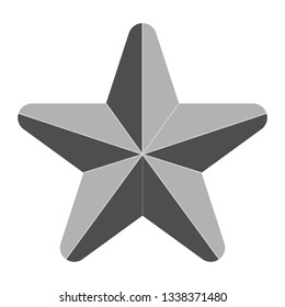 Star symbol icon - gray simple 3d, 5 pointed rounded, isolated - vector illustration
