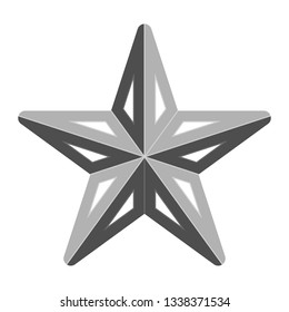 Star symbol icon - gray simple 3d, 5 pointed rounded, isolated - vector illustration