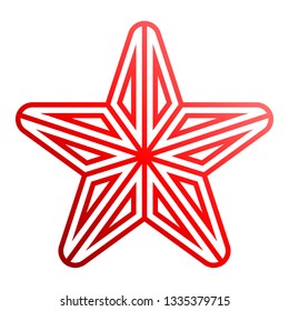 Star symbol icon - red gradient outline, 5 pointed rounded, isolated - vector illustration