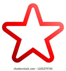 Star symbol icon - red gradient outline, 5 pointed rounded, isolated - vector illustration