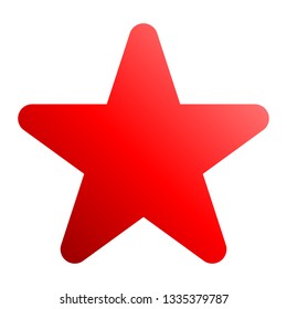 Star symbol icon - red gradient, 5 pointed rounded, isolated - vector illustration