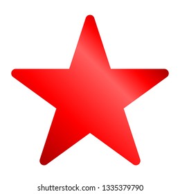 Star symbol icon - red gradient, 5 pointed rounded, isolated - vector illustration