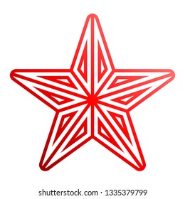 Star symbol icon - red gradient outline, 5 pointed rounded, isolated - vector illustration