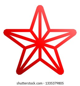 Star symbol icon - red gradient outline, 5 pointed rounded, isolated - vector illustration