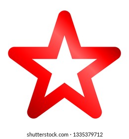 Star symbol icon - red hollow gradient, 5 pointed rounded, isolated - vector illustration